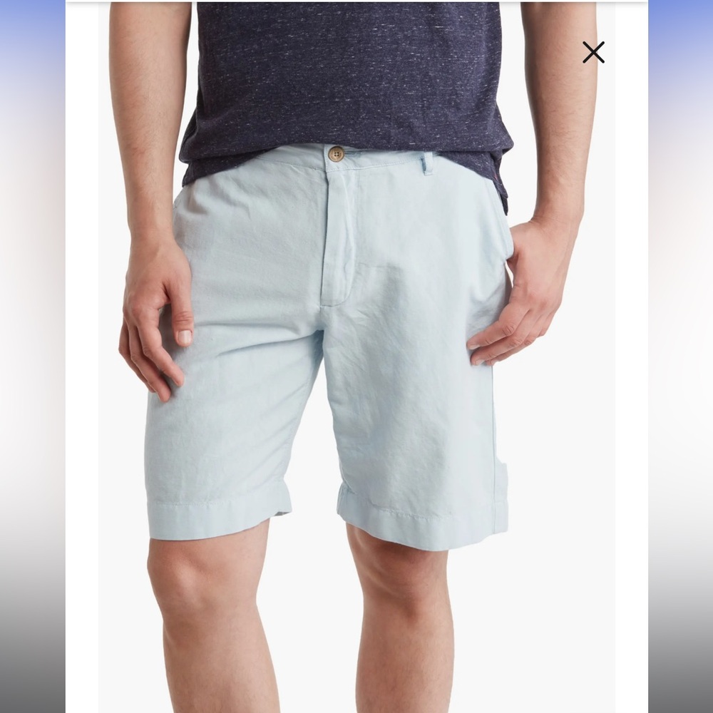 Faherty‎ Men's Malibu Linen & Cotton Chino Shorts Light Blue Size 34